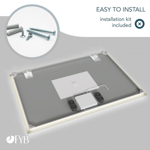 Feel Your Bath Espejo Rectangular LED 100x70 cm con Bluetooth, Antivaho, Interruptor Táctil, Apagado Automático y Fácil Instalación