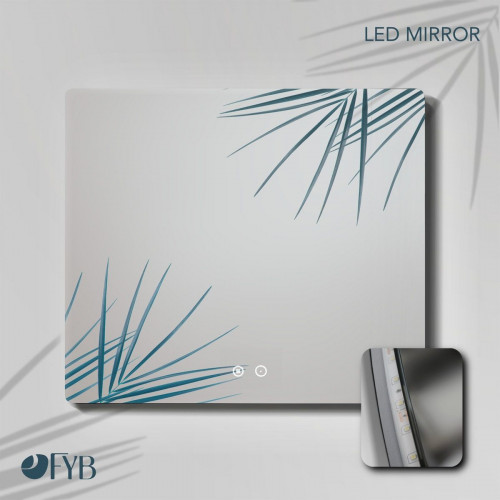 Feel Your Bath, Mueble De Baño PANTER Blanco 80 cm, 2 Cajones, Encimera Cerámica Integrada Y Espejo Cuadrado LED Antivaho