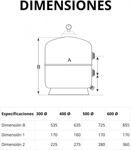 Filtro inyectado belice 500 qp 10m3/h + vidrio