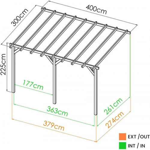 FOREST-STYLE Pérgola madera adosada etreta