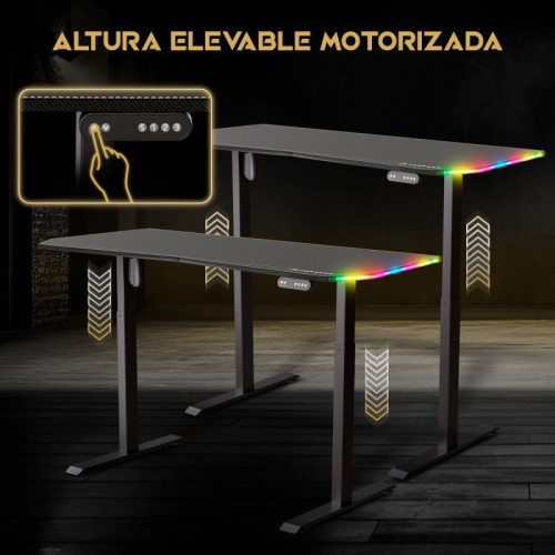 Forgeon Battleground Mesa Gaming Regulable en Altura con Motor 140x70cm RGB Negra