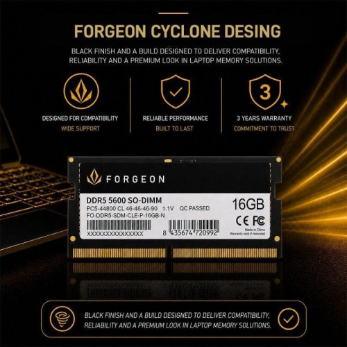 Forgeon Cyclone PRO SODIMM DDR5 5600 MHz 16GB CL46 Negra