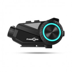 FreedConn Intercomunicador Bluetooth para motocicleta, cámara R3 con lente 2K 140°, disparo de 360°, 2-6 conductores 3200 pies, sistemas de comunicación para motocicleta, 2000 mAh, 45 horas, visión