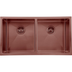Fregadero cocina Andemen Neptuno sobre/bajo encimera/enrasado 2 senos con sifón 83.8x45.7 cm acero inox mueble a partir de 90 cm