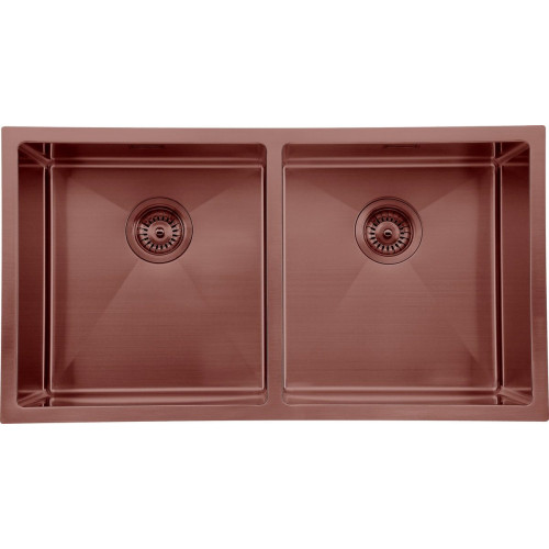 Fregadero cocina Andemen Neptuno sobre/bajo encimera/enrasado 2 senos con sifón 83.8x45.7 cm acero inox mueble a partir de 90 cm