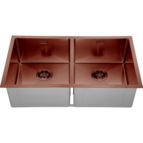 Fregadero cocina Andemen Neptuno sobre/bajo encimera/enrasado 2 senos con sifón 83.8x45.7 cm acero inox mueble a partir de 90 cm