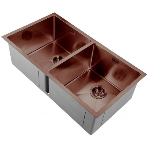 Fregadero cocina Andemen Neptuno sobre/bajo encimera/enrasado 2 senos con sifón 83.8x45.7 cm acero inox mueble a partir de 90 cm