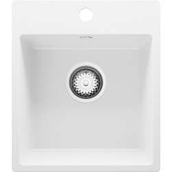 Fregadero Cocina Blanco 38x44cm, Granito 1 Seno + Sifón, Sobre encimera al mueble 40cm - Riga Easy PRIMAGRAN