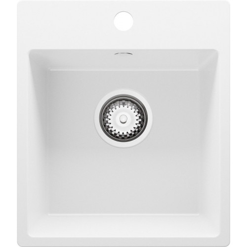 Fregadero Cocina Blanco 38x44cm, Granito 1 Seno + Sifón, Sobre encimera al mueble 40cm - Riga Easy PRIMAGRAN