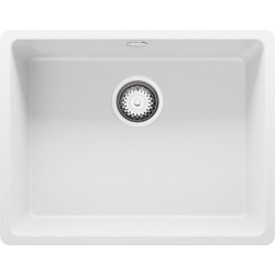 Fregadero Cocina Blanco 56x44cm, Granito 1 Seno + Sifón, Sobre encimera al mueble 60cm - Venecia Slim Easy PRIMAGRAN