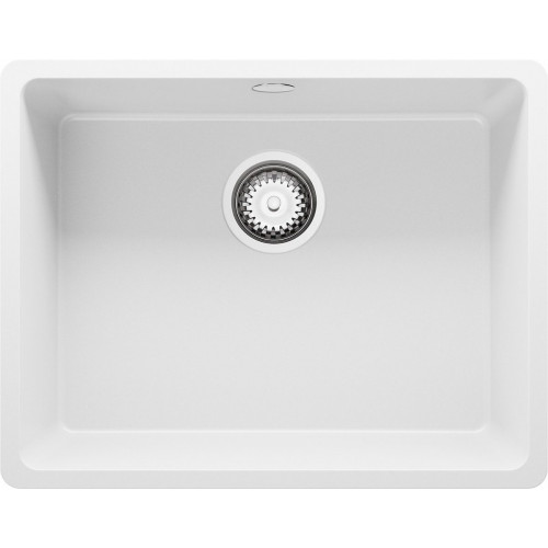 Fregadero Cocina Blanco 56x44cm, Granito 1 Seno + Sifón, Sobre encimera al mueble 60cm - Venecia Slim Easy PRIMAGRAN