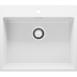 Fregadero Cocina Blanco 58x50cm, Granito 1 Seno + Sifón, Sobre encimera al mueble 60cm - Riga PRIMAGRAN