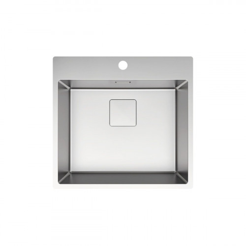 Fregadero cocina Delinia Loft sobre encimera 1 seno con sifón 51.5x55 cm acero inox mueble a partir de 60 cm