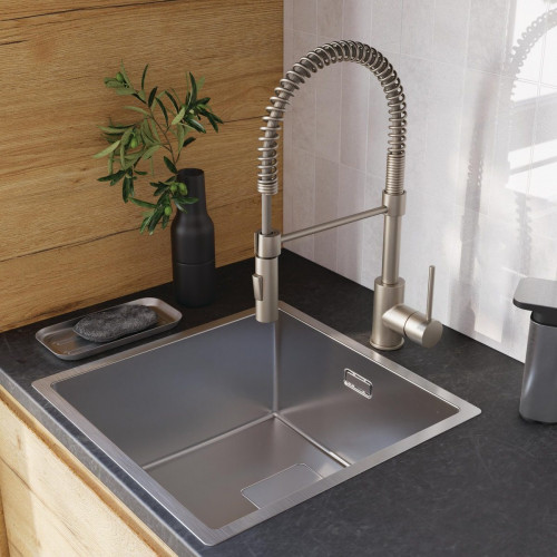 Fregadero cocina Delinia Michigan sobre/bajo encimera 1 seno con sifón 45x55 cm acero inox mueble a partir de 60 cm