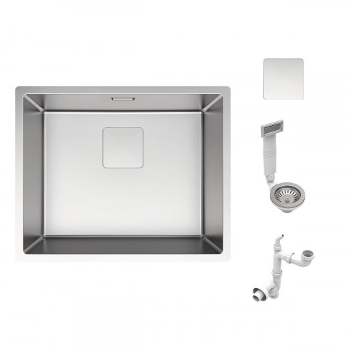 Fregadero cocina Delinia Michigan sobre/bajo encimera 1 seno con sifón 45x55 cm acero inox mueble a partir de 60 cm