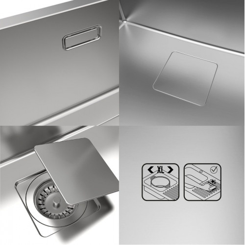 Fregadero cocina Delinia Michigan sobre/bajo encimera 1 seno con sifón 45x55 cm acero inox mueble a partir de 60 cm