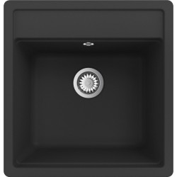 Fregadero cocina Delinia Onega sobre encimera 1 seno con sifón 49x51 cm cuarzo negro mueble a partir de 45 cm