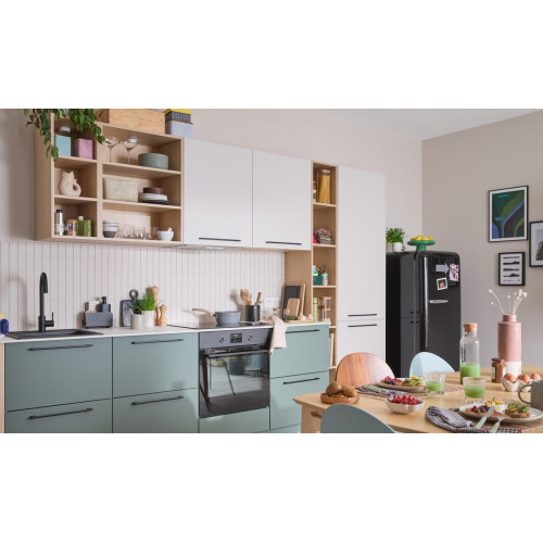 Fregadero cocina Delinia Onega sobre encimera 1 seno con sifón 49x51 cm cuarzo negro mueble a partir de 45 cm
