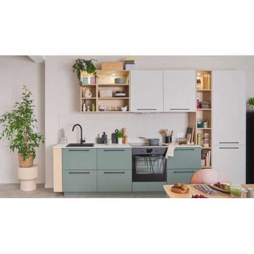 Fregadero cocina Delinia Onega sobre encimera 1 seno con sifón 49x51 cm cuarzo negro mueble a partir de 45 cm