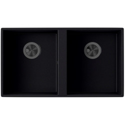 Fregadero cocina Interbany Norte bajo encimera 2 senos 74.5x42.4 cm cuarzo negro mueble a partir de 80 cm