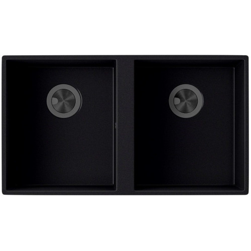 Fregadero cocina Interbany Norte bajo encimera 2 senos 74.5x42.4 cm cuarzo negro mueble a partir de 80 cm
