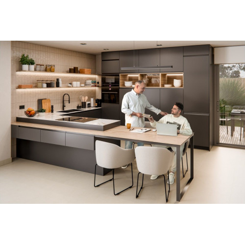 Fregadero cocina Interbany Norte bajo encimera 2 senos 74.5x42.4 cm cuarzo negro mueble a partir de 80 cm