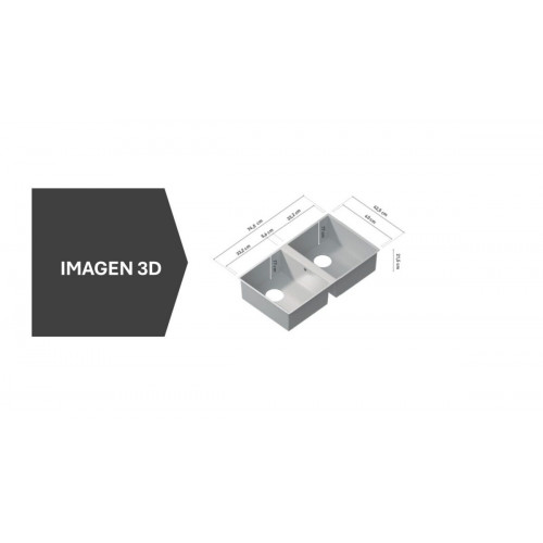 Fregadero cocina Interbany Norte bajo encimera 2 senos 74.5x42.4 cm cuarzo negro mueble a partir de 80 cm