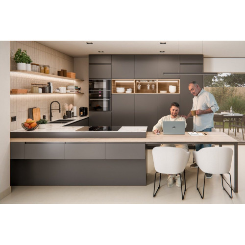 Fregadero cocina Interbany Norte bajo encimera 2 senos 74.5x42.4 cm cuarzo negro mueble a partir de 80 cm