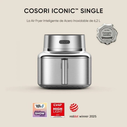 Freidora de Aire Cosori Iconic Single Chef Edition 6,2L 1725W Inoxidable con Temporizador