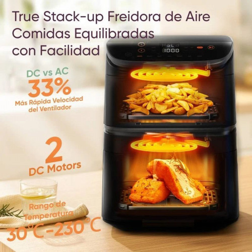 Freidora de Aire Cosori Turbo Tower Ceramic 10,8L 2630W Doble Cesta y Rejilla Extra