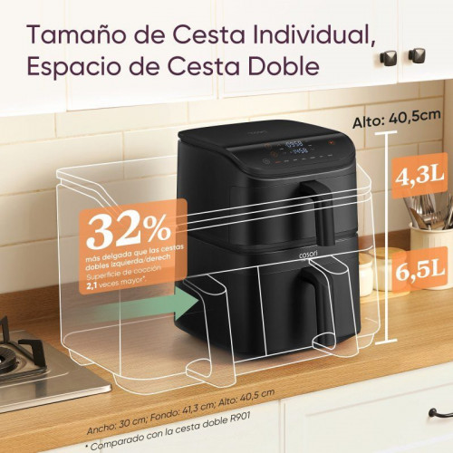 Freidora de Aire Cosori Turbo Tower Ceramic 10,8L 2630W Doble Cesta y Rejilla Extra