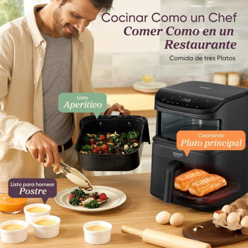 Freidora de Aire Cosori Turbo Tower Ceramic 10,8L 2630W Doble Cesta y Rejilla Extra