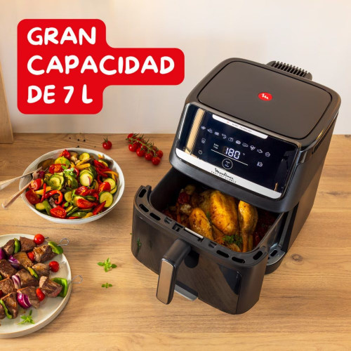 Freidora de Aire Moulinex Easy Fry Silence EZ846, Rejilla de Cocción de 2 Niveles, 10 Programas Negro