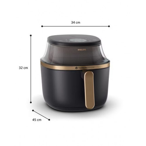 Freidora de aire Philips S3000 Dig con ventana tamaño XXL y 7,2 litros Negro / Cobre