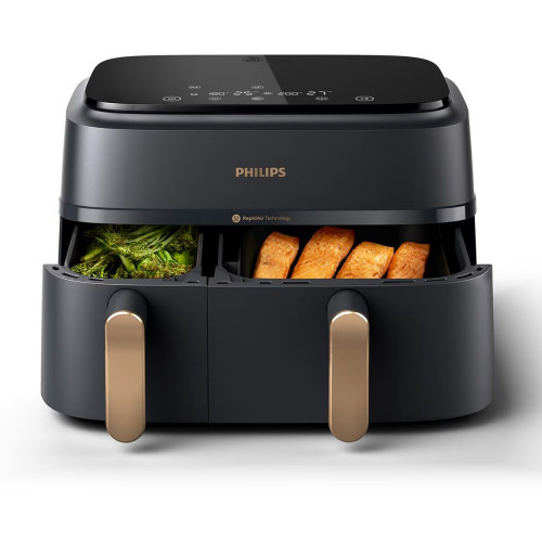 Freidora de aire Phjilips S3000 con doble cesta y 9 litros Negro / Cobre