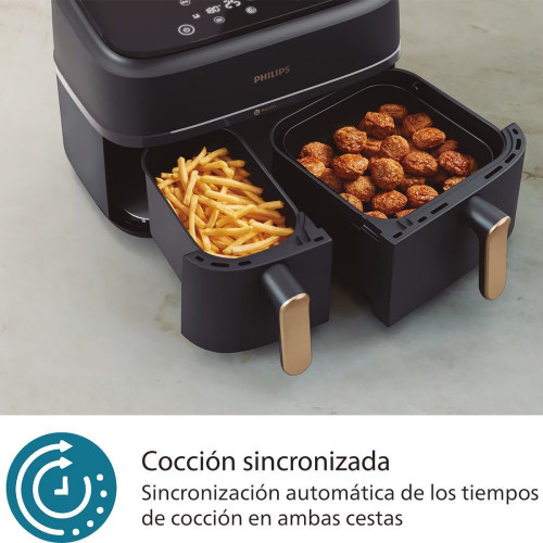 Freidora de aire Phjilips S3000 con doble cesta y 9 litros Negro / Cobre