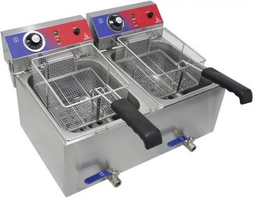 freidora electrica 10 + 10 litros con grifo termostato e.g.o