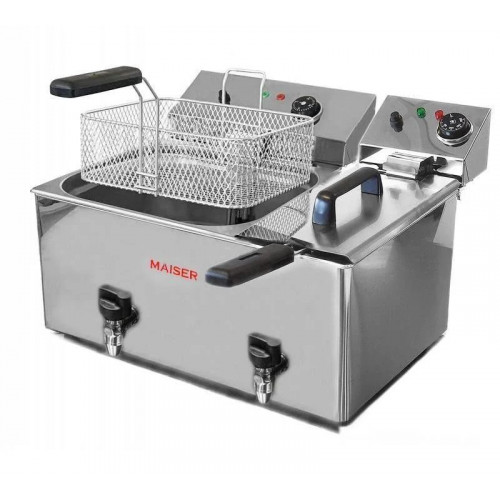 Freidora eléctrica de 10+4 litros con grifo Maiser F12/10+6/4G