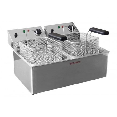 Freidora Eléctrica Inox 2 Cubas 6+6 litros