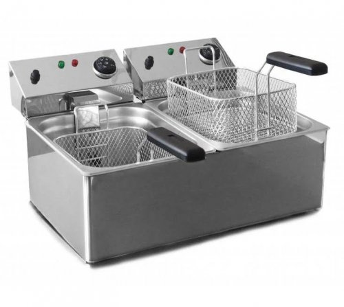 Freidora Eléctrica Inox 2 Cubas 6+6 litros