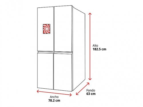 Frigorífico americano - Infiniton AMCB-415CD82XET, No Frost, Altura 182.5 cm, 415 l, Inverter, LED, Inox