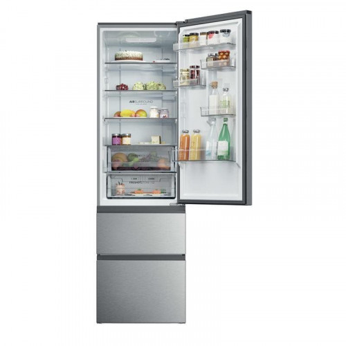 Frigorífico Combi Haier HTR3620ENMG Total No Frost 205cm 414L E Plata