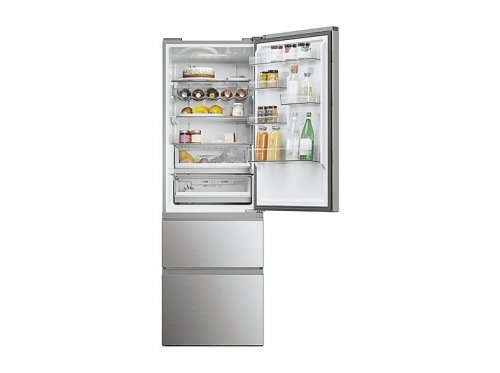 Frigorífico combi - Haier Series 5 HTW5618CNMG, No Frost, 185 cm, 360 l, Clase C, WiFi, My Zone, Inox