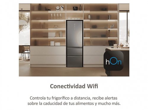 Frigorífico combi - Haier Series 5 HTW5618CNMG, No Frost, 185 cm, 360 l, Clase C, WiFi, My Zone, Inox
