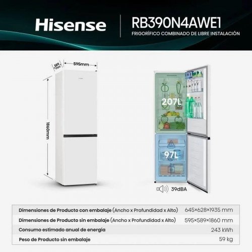 Frigorífico combi Hisense rb390n4awe1 – Total No Frost