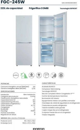 Frigorífico Combi Infiniton Fgc-245w