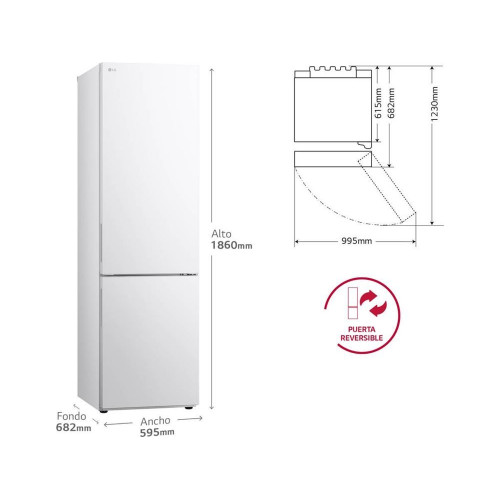 Frigorífico Combi LG GBV21NCDSW (No Frost - 186 cm - 344 L - Blanco)