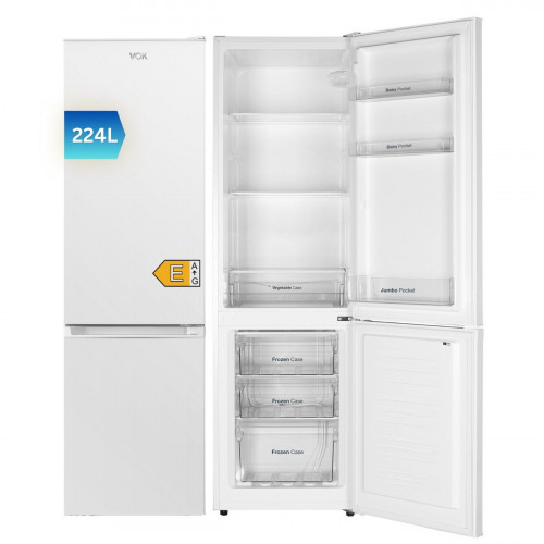 Frigorífico Combi VOK 224 L - 170cm, Cíclico, Cajón Fresh, Puertas Reversibles, Luz LED