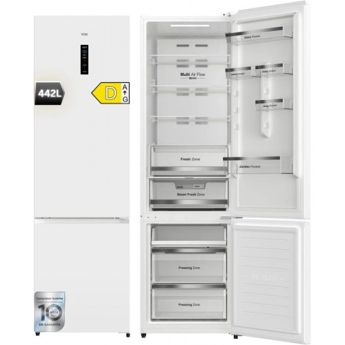 Frigorífico combi vok 442l clase d – 224 kwh/año No-frost inverter 37db