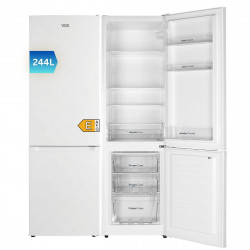Frigorífico Combi VOK de 244L - 180 cm, Clase E, Cajón Fresh, Luz LED, Puertas Reversibles, Estanterias de Cristal Reforzado, Blanco, EVR-244DEW